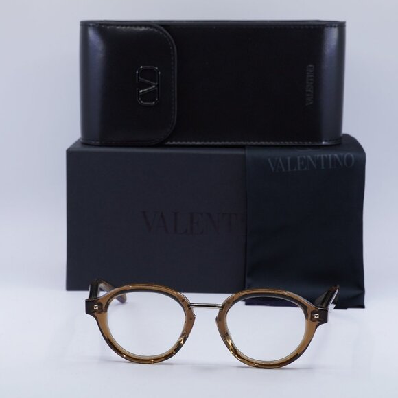 Valentino V-ESSENTIAL-IV VLX-132D Round Eyeglasses 46mm - Transparent Brown - Picture 4 of 12